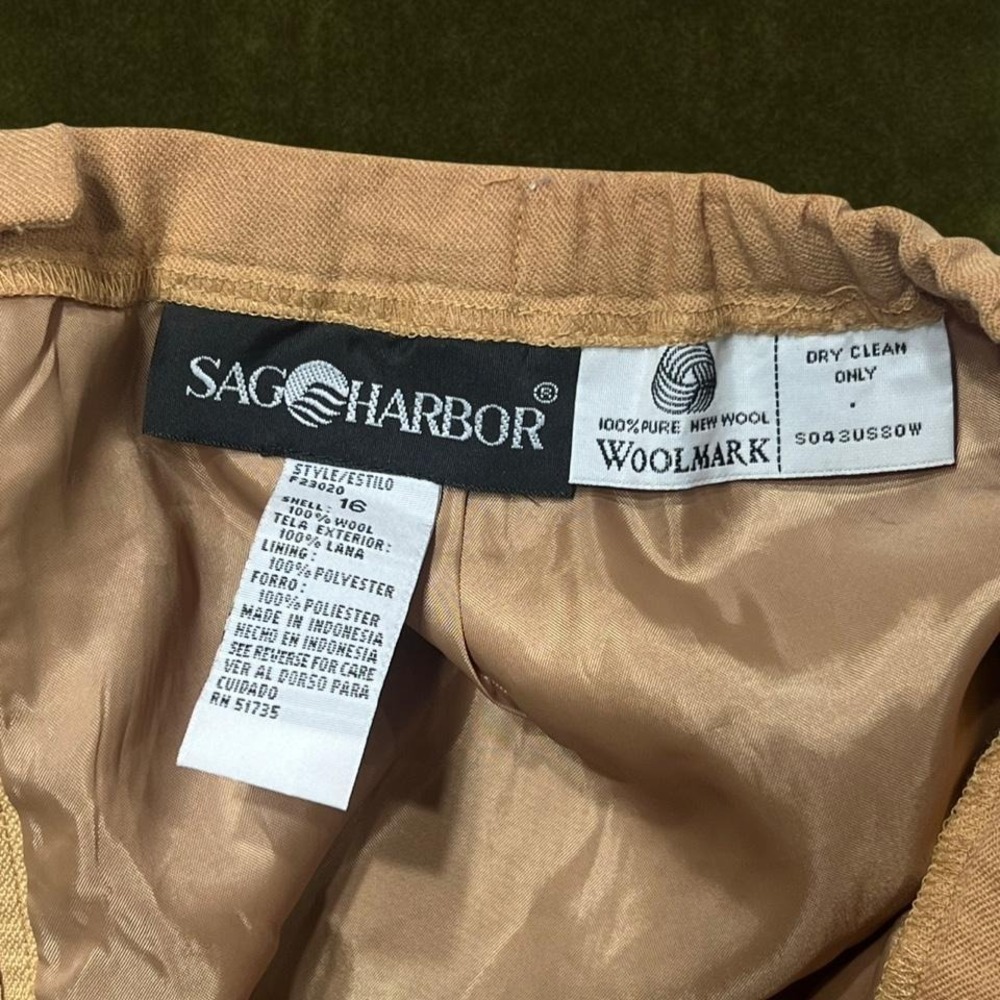 Vintage Sag Harbor Camel Wool Midi Skirt Size 16 Fits Modern L/XL - Picture 5 of 5